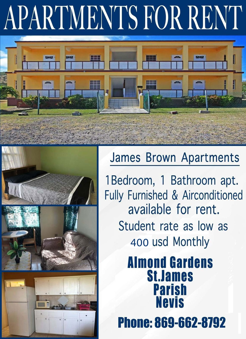 1 bed student apartment in Nevis